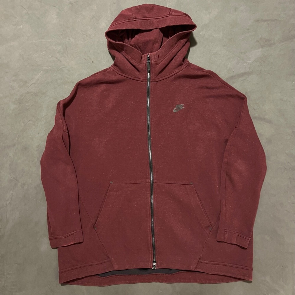 Nike Tech Fleece Cape Burgundy Full Zip Hoodie Women's XL 811710 681
